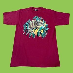 Vintage 2002 Hippie Iguana Animal Nature Jungle Look& Touch short sleeve shirt